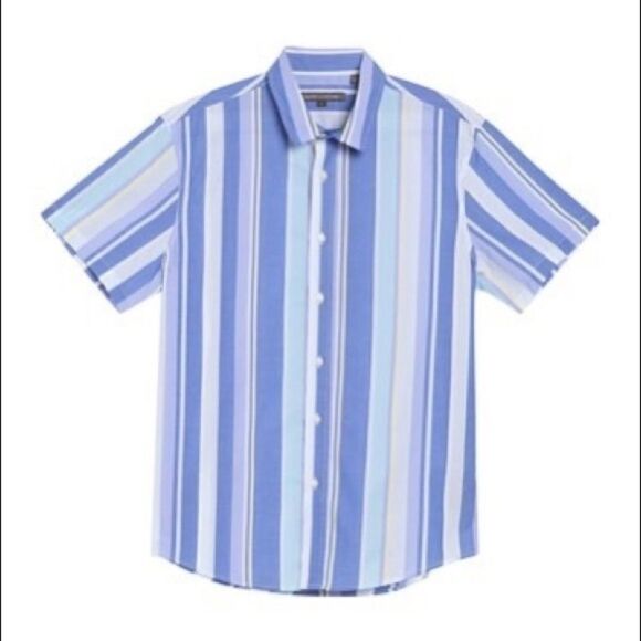 New Slate & Stone Pastel Stripe Short Sleeve Shirt - Picture 1 of 9